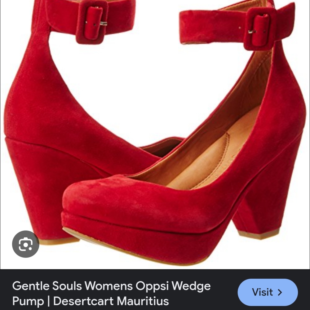 Gentle Souls Women's Red Suede Heels - Picture 8 of 8